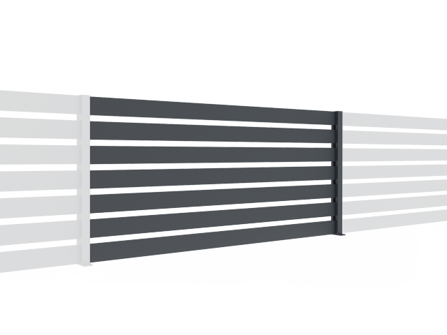 Ogrodzenie aluminiowe z listwą 20x100, 0,9x2m